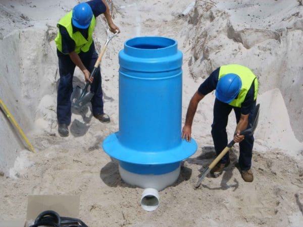 Smartstream Technology team installing Mini Pit for Sewerage management